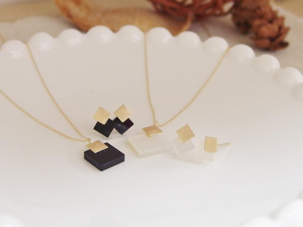 珍しい素材のピアス＆ネックレス