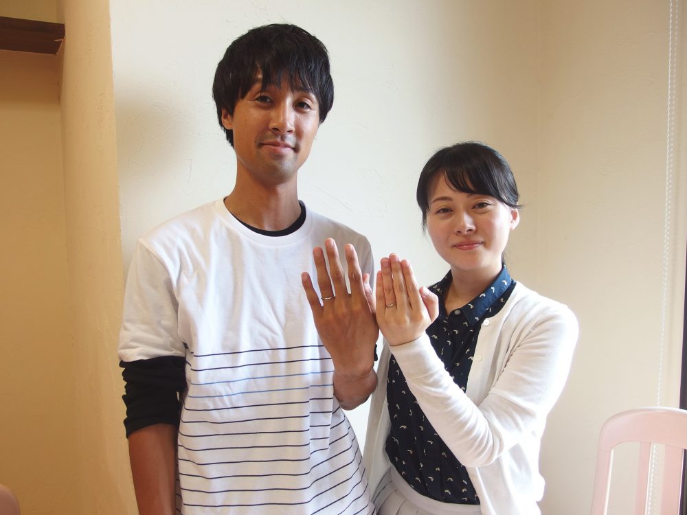 福山市東村町の大塚様ご夫妻（婚約指輪込み3本セットの結婚指輪）