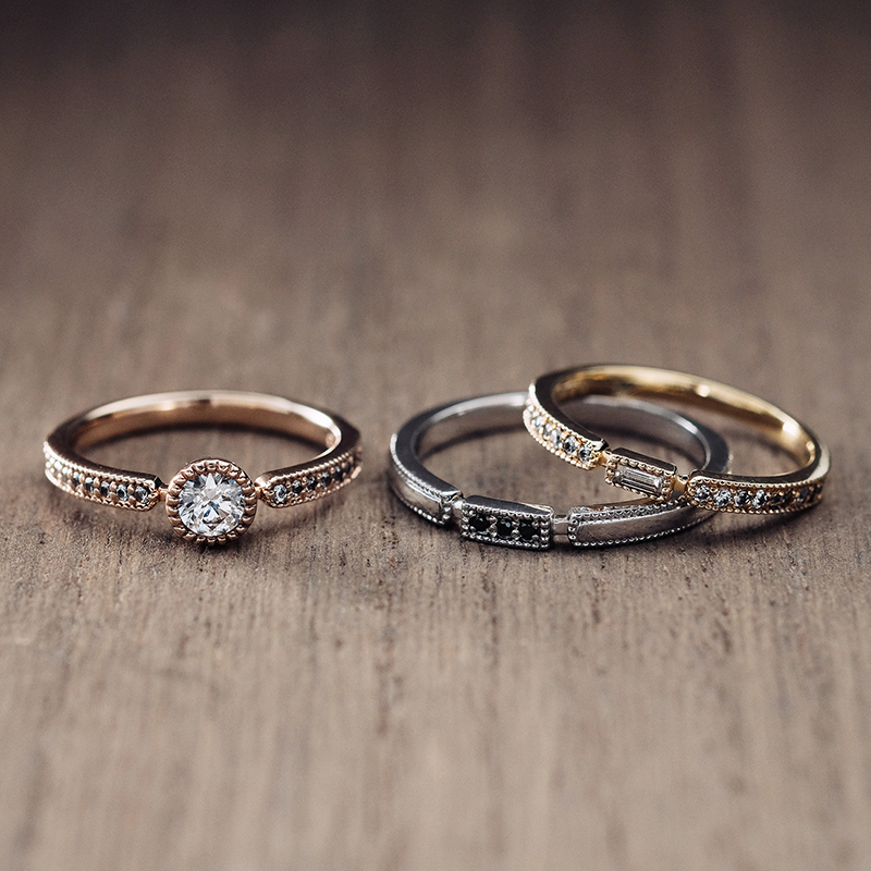 
アンティークなデザインのエルドーオリジナルセットリング