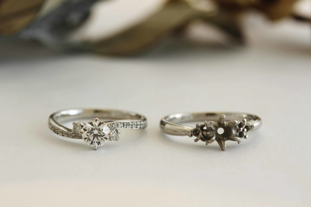 義母の婚約指輪を<br />
義娘に似合う指輪に