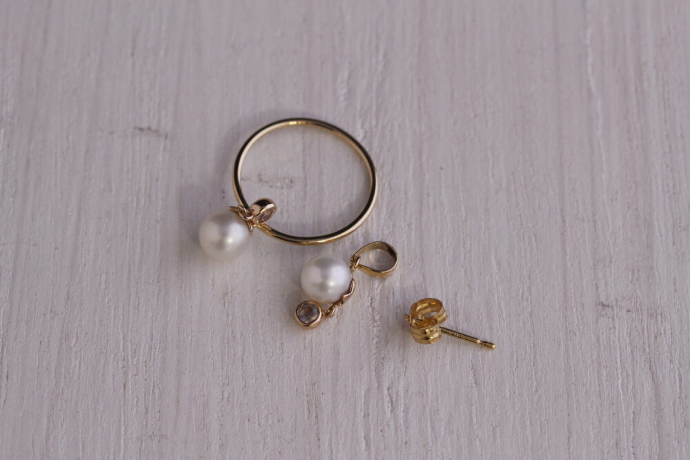 パールのピアスを指輪とペンダントトップへ