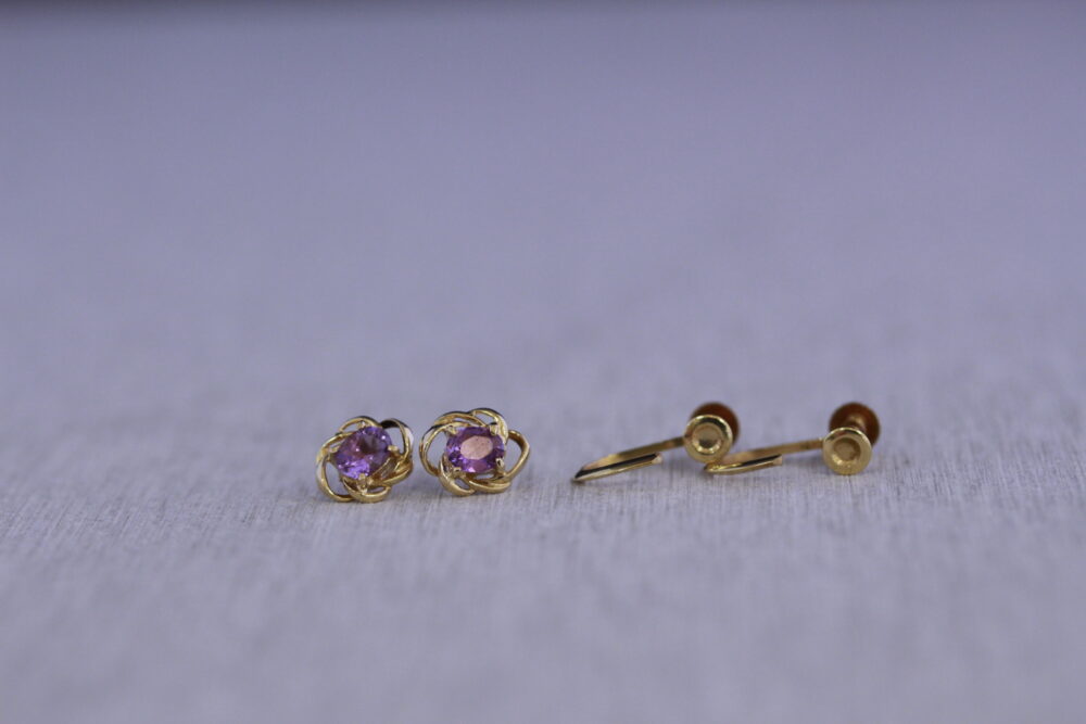 アメジストのイヤリングをピアスへ