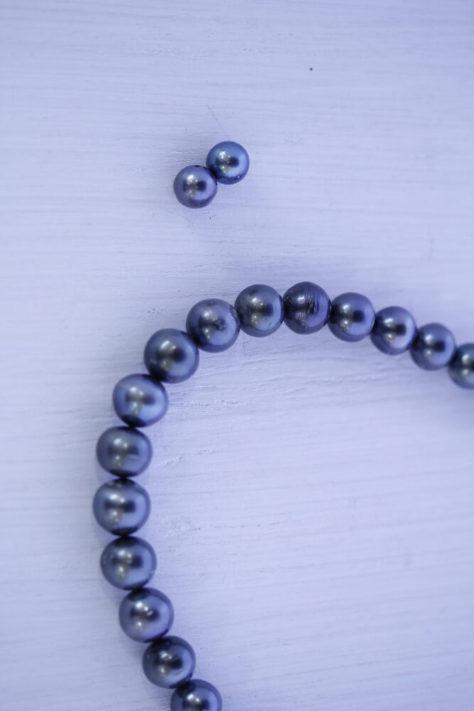 黒真珠をピアスへ