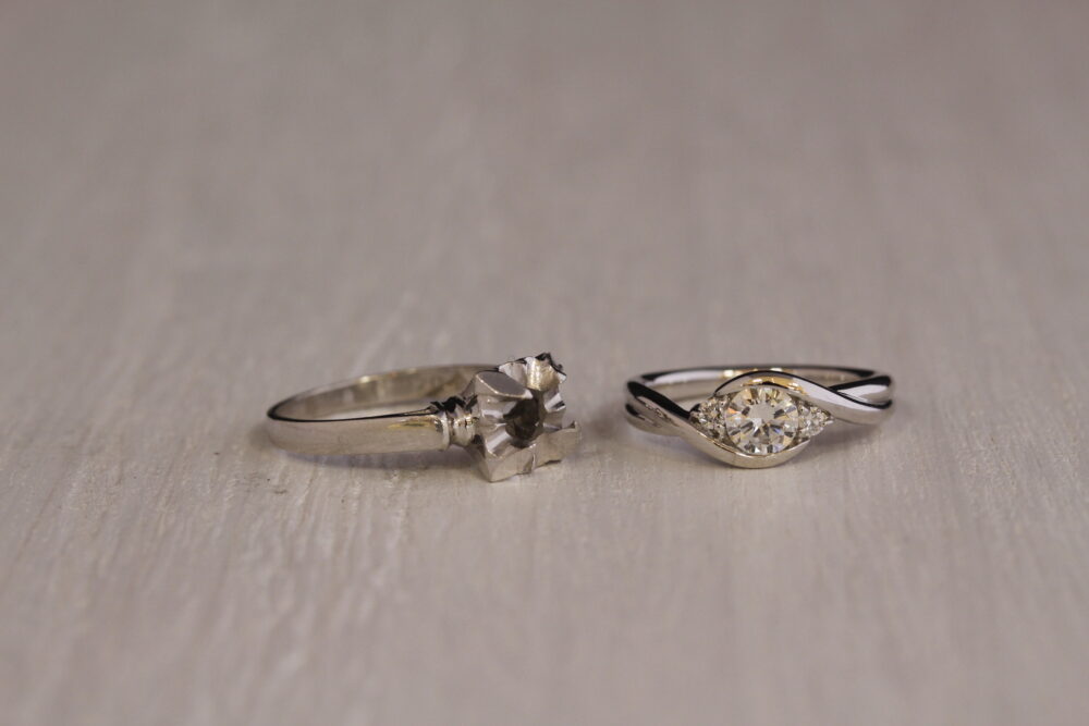 ダイヤリングのをデザイン変更