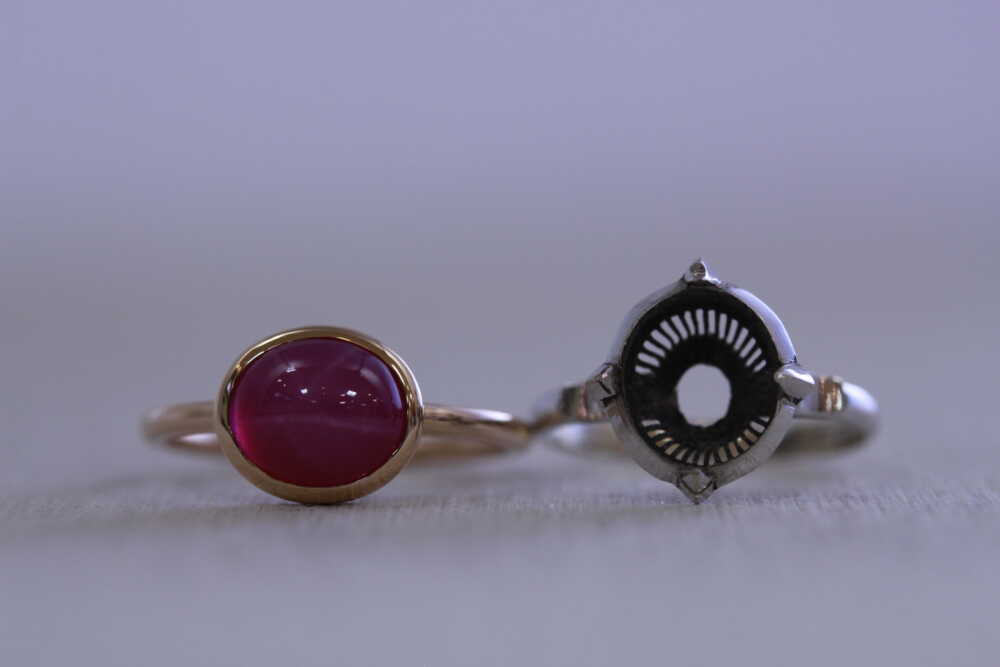 ルビーの指輪をシンプルリングに