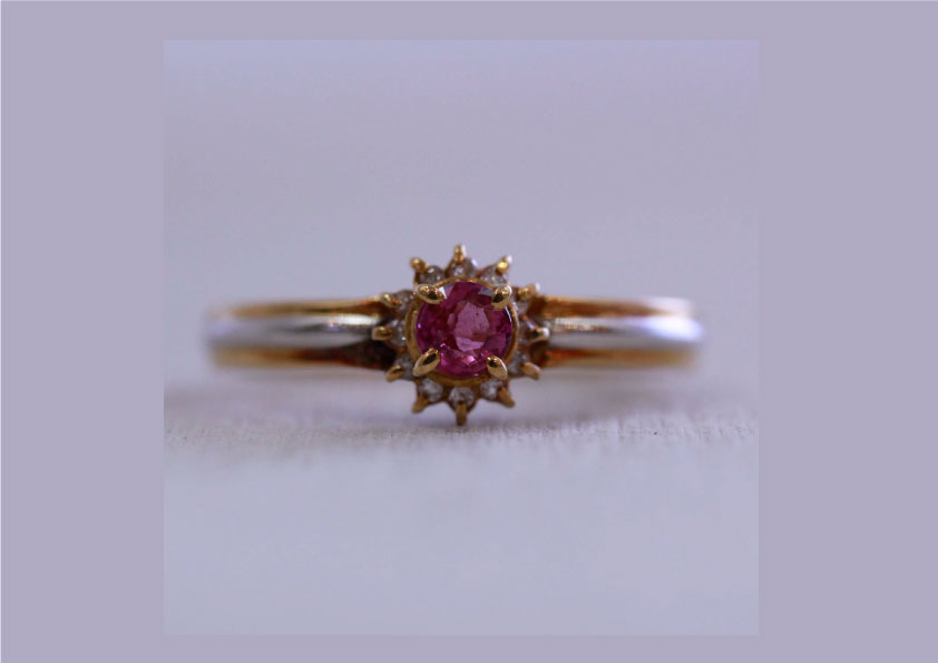 ルビーの指輪をネックレス